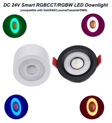 New Design 24V 10W LED RGB CCT Recessed Downlights for DALI KNX Loxone Home Automation Lighting